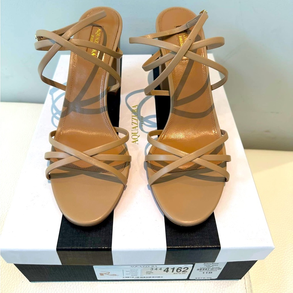 NWT Aquazzura Gin 85mm Napa Leather Sandals 👡